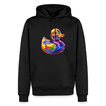 Gummi-Ente Duckie Popart - Männer Premium Bio Hoodie - Schwarz - Vorne - Nico (187cm)