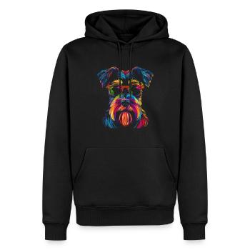 Schnauzer Hund Sonnenbrille Popart - Männer Premium Bio Hoodie - Schwarz - Vorne - Nico (187cm)