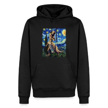 T-Rex Dinosaure Tyrannosaure Rex Nuit étoilée G - Sweat à capuche Premium bio Homme - noir - Devant - Nico (187cm)