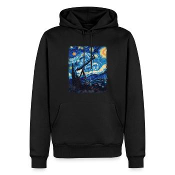 télescope astronomie système solaire nuit étoilée mâle - Sweat à capuche Premium bio Homme - noir - Devant - Nico (187cm)