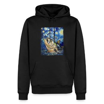 Pêche au thon thon rouge Nuit étoilée - Sweat à capuche Premium bio Homme - noir - Devant - Nico (187cm)