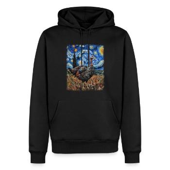 Turkey Hunting Turkey Hunter Starry Night Painting - Men’s Premium Organic Hoodie - black - Front - Nico (187cm)