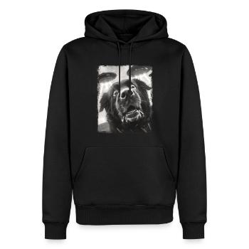 Terre-Neuve chien chien OVNI Alien Alien S - Sweat à capuche Premium bio Homme - noir - Devant - Nico (187cm)