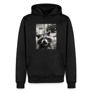 raton laveur, opossum, chat des rues, OVNI, extraterrestre, extraterrestre - Sweat à capuche Premium bio Homme - noir - Devant - Nico (187cm)