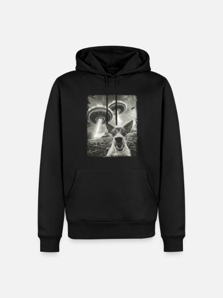 Ratte Terrier Hund UFO Alien Außerirdischer Selfie - Männer Premium Bio Hoodie - Schwarz