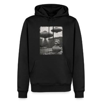 Rubber Duck Duckie UFO Alien Außerirdischer Selfie - Men’s Premium Organic Hoodie - black - Front - Nico (187cm)