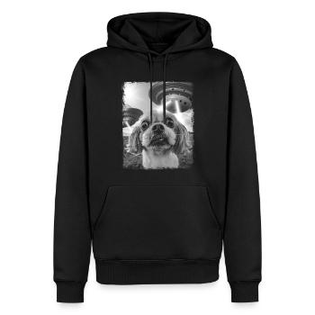 Shih Tzu Dog UFO Alien Alien Selfie - Men’s Premium Organic Hoodie - black - Front - Nico (187cm)
