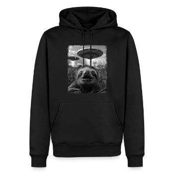Faultier faul UFO Alien Außerirdischer Selfie - Männer Premium Bio Hoodie - Schwarz - Vorne - Nico (187cm)