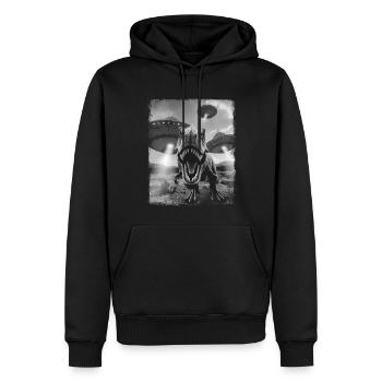 T-Rex Dinosaurier Tyrannosaurus Rex UFO Außerirdis - Männer Premium Bio Hoodie - Schwarz - Vorne - Nico (187cm)