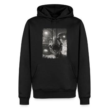 T-Rex Dinosaure Tyrannosaure Rex OVNI Außerirdis - Sweat à capuche Premium bio Homme - noir - Devant - Nico (187cm)