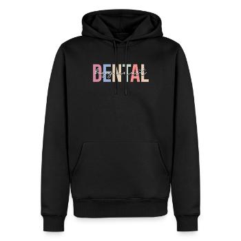 Hygiéniste dentaire Assistante dentaire - Sweat à capuche Premium bio Homme - noir - Devant - Nico (187cm)