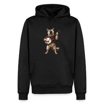 Akita Dog Joueur de banjo bluegrass - Sweat à capuche Premium bio Homme - noir - Devant - Nico (187cm)