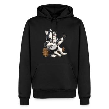 Alaskan Malamute Chien Joueur de Banjo Bluegrass - Sweat à capuche Premium bio Homme - noir - Devant - Nico (187cm)