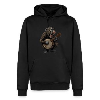 Baboon Monkey Bluegrass Banjo Spieler - Männer Premium Bio Hoodie - Schwarz - Vorne - Nico (187cm)