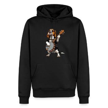 Beagle Dog Joueur de banjo bluegrass - Sweat à capuche Premium bio Homme - noir - Devant - Nico (187cm)