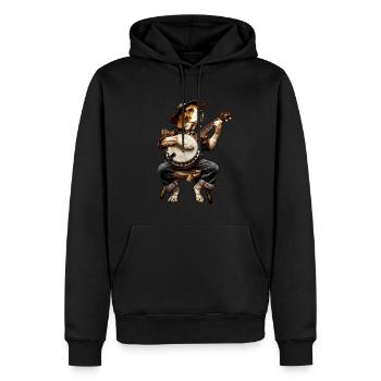 Beagle Dog Joueur de banjo bluegrass - Sweat à capuche Premium bio Homme - noir - Devant - Nico (187cm)