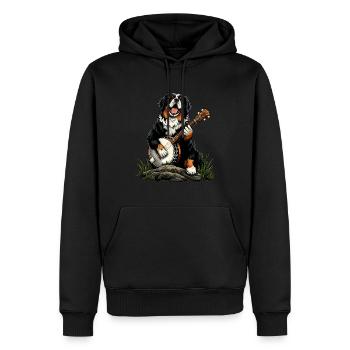 Bouvier Bernois Joueur de Banjo Bluegrass - Sweat à capuche Premium bio Homme - noir - Devant - Nico (187cm)