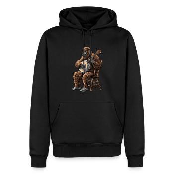 Bigfoot Sasquatch Yeti Bluegrass Banjo Spieler - Männer Premium Bio Hoodie - Schwarz - Vorne - Nico (187cm)