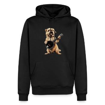 Brussels Griffon Dog Joueur de banjo bluegrass - Sweat à capuche Premium bio Homme - noir - Devant - Nico (187cm)