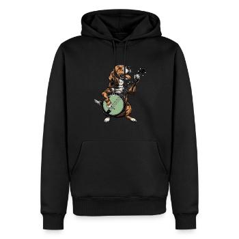 Coonhound Dog Joueur de banjo bluegrass - Sweat à capuche Premium bio Homme - noir - Devant - Nico (187cm)