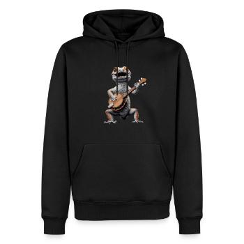 Gecko à crête Lézard Joueur de banjo Bluegrass - Sweat à capuche Premium bio Homme - noir - Devant - Nico (187cm)