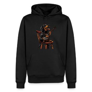 Teckel Chien Bluegrass Joueur de Banjo - Sweat à capuche Premium bio Homme - noir - Devant - Nico (187cm)