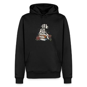 Dalmatian Flower Book Reader Floral Cottagecore - Men’s Premium Organic Hoodie - black - Front - Nico (187cm)