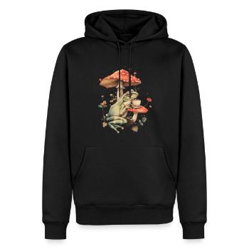 Cottagecore Ästhetisch Frosch Kaffee Pilz Witchy F - Männer Premium Bio Hoodie - Schwarz - Vorne - Nico (187cm)