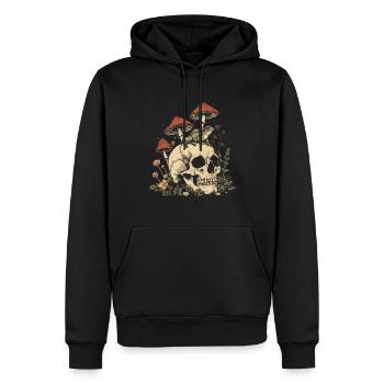 Cottagecore Ästhetischer Frosch-Totenkopf Pilz Wit - Männer Premium Bio Hoodie - Schwarz - Vorne - Nico (187cm)