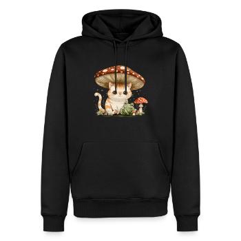 Cottagecore Esthétique Kawaii Chat Grenouille Champignon W - Sweat à capuche Premium bio Homme - noir - Devant - Nico (187cm)