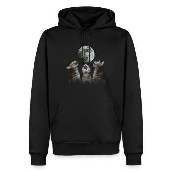 Chat américain à poil court Lune hurlante - Sweat à capuche Premium bio Homme - noir - Devant - Nico (187cm)