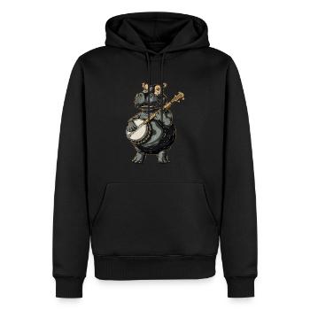 Hippo Hippopotamus Bluegrass Banjo Spieler - Männer Premium Bio Hoodie - Schwarz - Vorne - Nico (187cm)