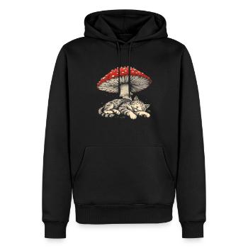 Cottagecore Esthétique Dormir Chat Gris Pil - Sweat à capuche Premium bio Homme - noir - Devant - Nico (187cm)