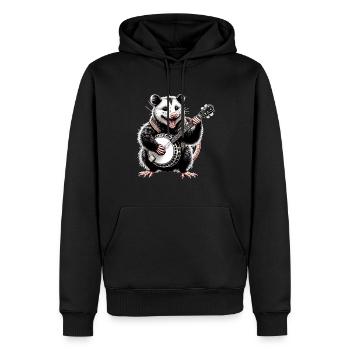 Opossum Possum Street Cat Joueur de banjo bluegrass - Sweat à capuche Premium bio Homme - noir - Devant - Nico (187cm)