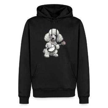 Caniche Chien Bluegrass Joueur de banjo - Sweat à capuche Premium bio Homme - noir - Devant - Nico (187cm)