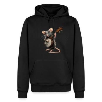 Rat Mouse Joueur de banjo bluegrass - Sweat à capuche Premium bio Homme - noir - Devant - Nico (187cm)