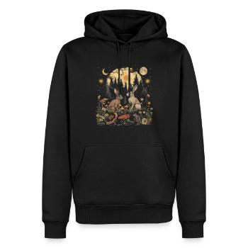 Cottagecore Ästhetische Kaninchen Mond Pilz Witchy - Männer Premium Bio Hoodie - Schwarz - Vorne - Nico (187cm)