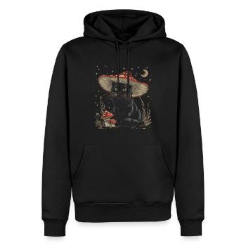 Cottagecore Ästhetische schwarze Katze Pilz Hut Wi - Männer Premium Bio Hoodie - Schwarz - Vorne - Nico (187cm)