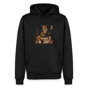 Cottagecore Aesthetic Fox Books Mushroom Moon He - Men’s Premium Organic Hoodie - black - Front - Nico (187cm)