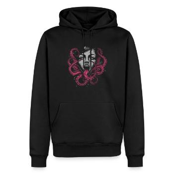 Weirdcore Aesthetic Octopus Woman Face Horror - Men’s Premium Organic Hoodie - black - Front - Nico (187cm)