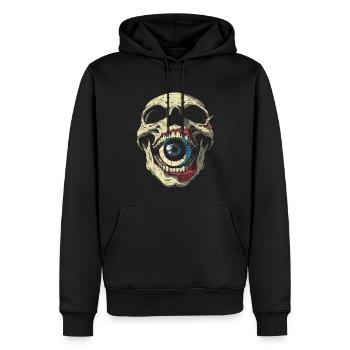 Esthétique Weirdcore Crâne Globe oculaire Creepy S - Sweat à capuche Premium bio Homme - noir - Devant - Nico (187cm)