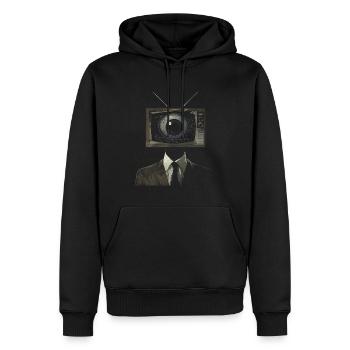 Esthétique bizarre TV Homme Oeil Grunge brins - Sweat à capuche Premium bio Homme - noir - Devant - Nico (187cm)