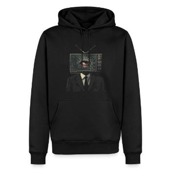Esthétique bizarre TV Homme Oeil Grunge brins - Sweat à capuche Premium bio Homme - noir - Devant - Nico (187cm)