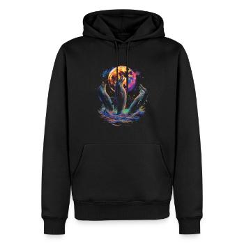 Dauphin Océan Animal Lune Hurlante - Sweat à capuche Premium bio Homme - noir - Devant - Nico (187cm)