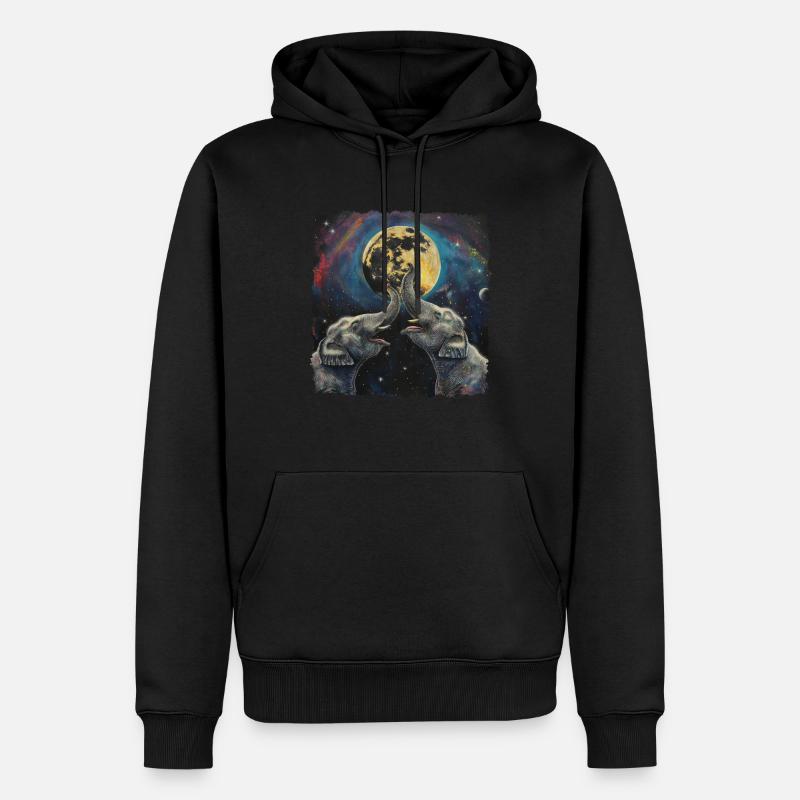 Elefant Tier Heulender Mond - Männer Premium Bio Hoodie - Schwarz
