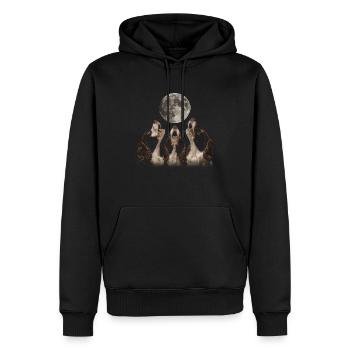 English Springer Spaniel Hund Heulender Mond - Männer Premium Bio Hoodie - Schwarz - Vorne - Nico (187cm)