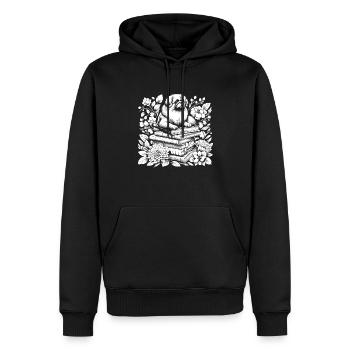 Pekingese Blumenbuchleser Floralcottagecore - Männer Premium Bio Hoodie - Schwarz - Vorne - Nico (187cm)