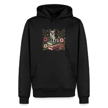 Chihuahua Flower Book Reader Floral Cottagecore - Men’s Premium Organic Hoodie - black - Front - Nico (187cm)