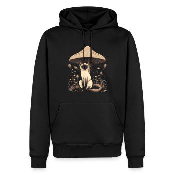 Cottagecore Ästhetische Siamesische Katze Pilz Wit - Männer Premium Bio Hoodie - Schwarz - Vorne - Nico (187cm)