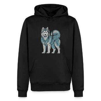 Siberian Husky Fingerabdruck - Männer Premium Bio Hoodie - Schwarz - Vorne - Nico (187cm)